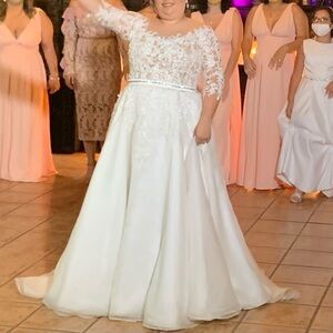 Jose Karlo Custom Lace & Mesh Wedding Dress in Ivory